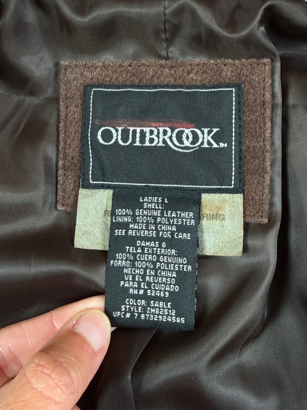 Vintage Outbrook Brown Suede Leather Western Fringe Trim Jacket Women’s Large - Picture 5 of 12